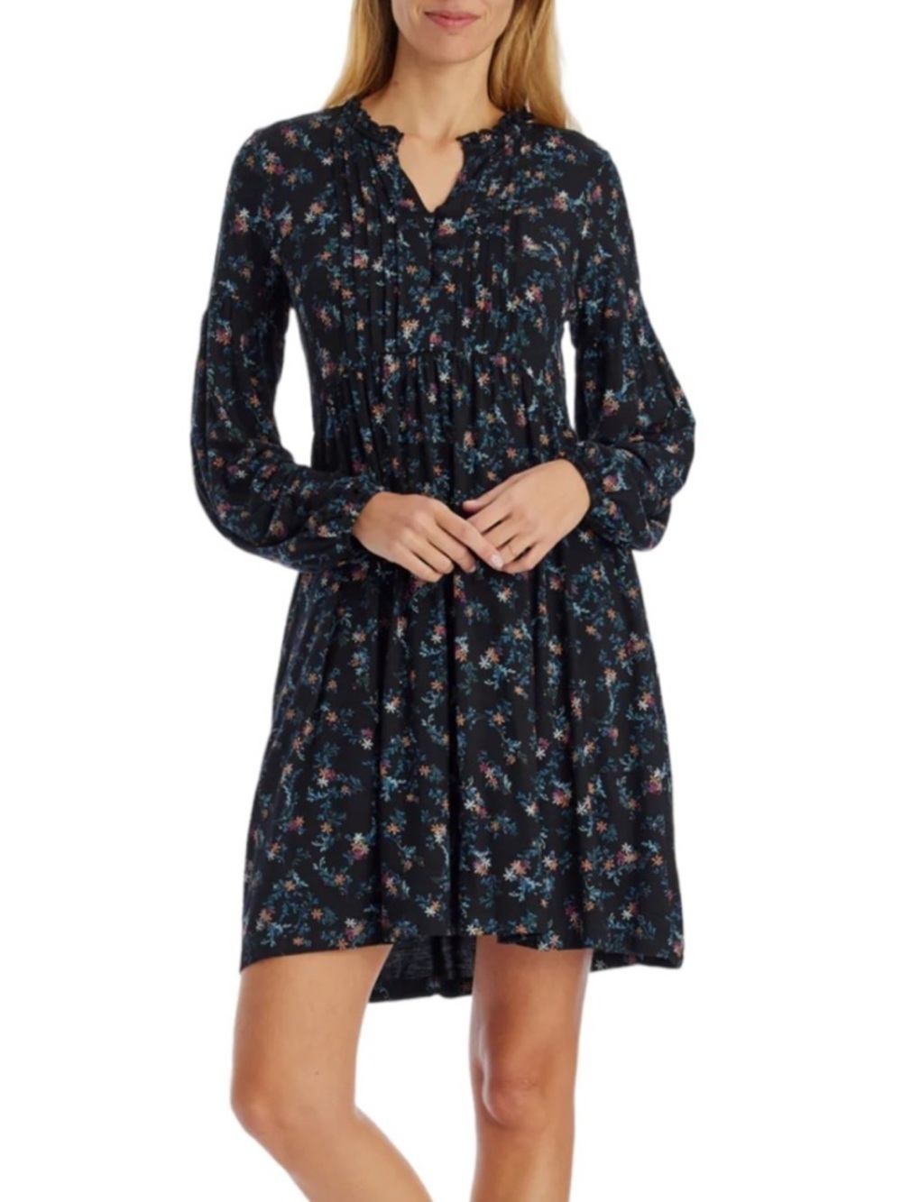 FatFace Nieve Nordic Floral Print long-sleeve mini dress Size 14